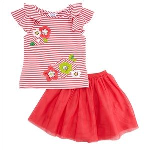 Mayoral Flower Applique Tee w/ Tulle Skirt,